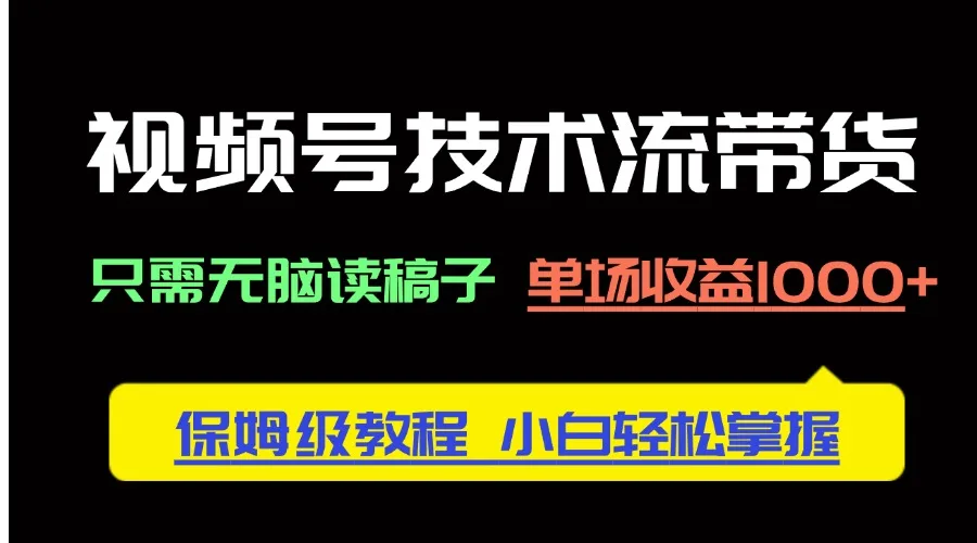 图片[1]-视频号技术流带货，只需无脑读稿子，单场收益1000+ 保姆级教程，小白轻…-E六资源