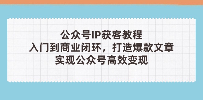 公众号IP获客教程（第3期），从入门到商业闭环，打造爆款文章，实现公众…-E六资源