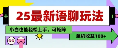 图片[1]-25年最新语聊玩法，纯手工，单机收益100+，小白也能轻松上手，可矩阵操作-E六资源
