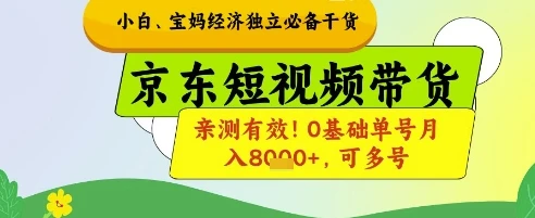 图片[1]-小白宝妈经济独立必备干货，京东短视频带货，亲测有效!0基础单号月入8k+，可多号-E六资源