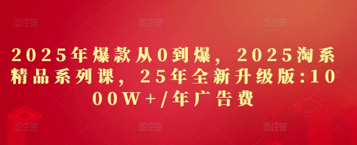 2025年爆款从0到爆，2025淘系精品系列课，25年全新升级版：1000W+1年广告费-E六资源