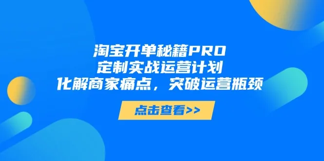 图片[1]-淘宝开单秘籍PRO，定制实战运营计划，化解商家痛点，突破运营瓶颈-E六资源