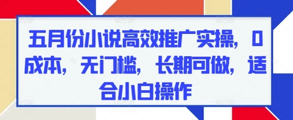 图片[1]-五月份小说高效推广实操，0成本，无门槛，长期可做，适合小白操作-E六资源