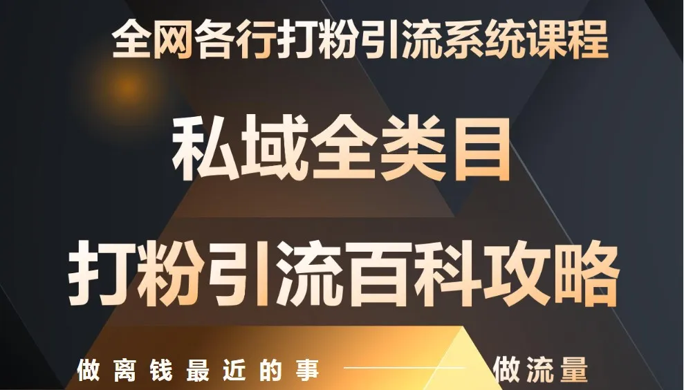 图片[1]-月入9万：全网唯一私域打粉引流神课，零基础手把手带你引流变现-E六资源