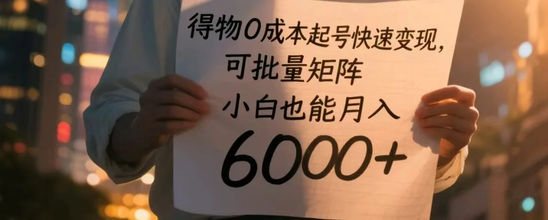 图片[1]-得物0成本起号快速变现，可批量矩阵，小白也能月入6000+-E六资源