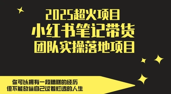 图片[1]-2025超火项目，副业最佳选择，小红书笔记带货团队实操落地项目，，轻松日入5张-E六资源
