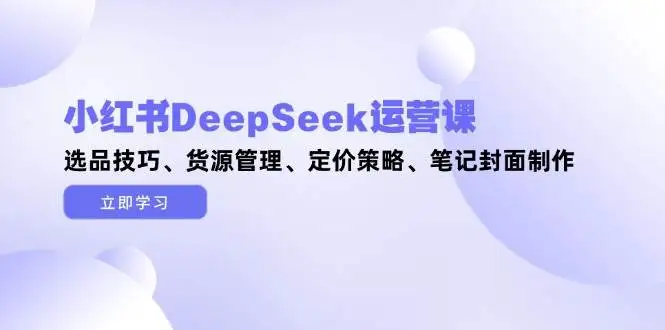 图片[1]-小红书DeepSeek运营课，选品技巧、货源管理、定价策略、笔记封面制作-E六资源