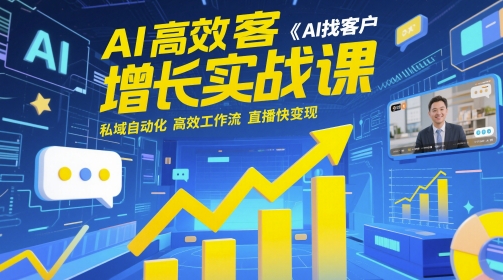 AI高效获客增长实战课，​AI找客户 私域自动化 高效工作流 直播快变现-E六资源