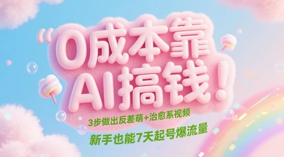 图片[1]-0成本靠AI搞钱！3步做出反差萌+治愈系视频，新手也能7天起号爆流量-E六资源