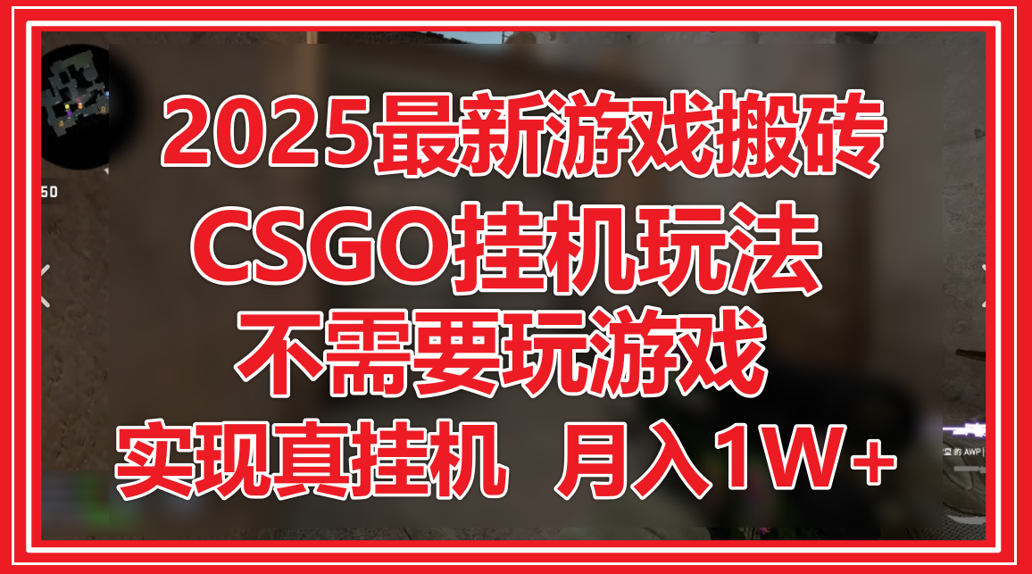 2025最新游戏搬砖，CSGO挂机，不需要玩游戏，实现真挂机，月入1W+-E六资源