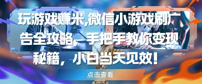 图片[1]-玩游戏挣米，微信小游戏刷广告全攻略，手把手教你变现秘籍，小白当天见效-E六资源