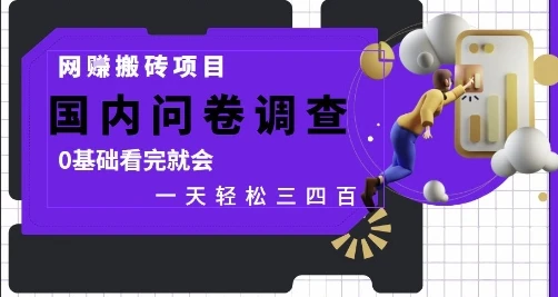 图片[1]-网创搬砖项目，国内问卷调查，0基础看完就会 一天轻松三四张，靠谱副业干就完了-E六资源