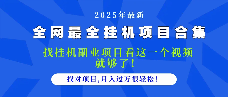 图片[1]-2025最全挂机项目合集 找项目看这一个视频就够了，做对项目月入过万很…-E六资源