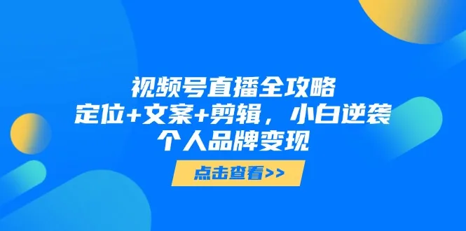 图片[1]-视频号直播全攻略，定位+文案+剪辑，小白逆袭个人品牌变现-E六资源