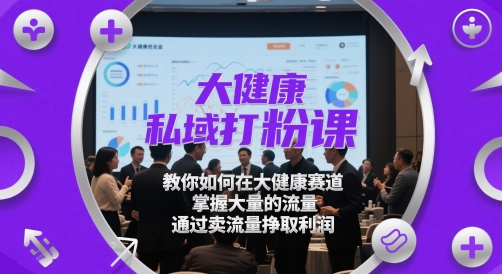 大健康私域打粉课，​教你如何在大健康赛道，掌握大量的流量，通过卖流量挣取利润-E六资源