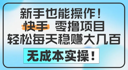 新手也能操作，快手零撸挣米，轻松每天挣2-5张，完全无成本-E六资源