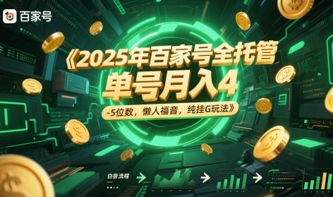 2025年百家号全托管，单号月入4-5位数，懒人福音，纯挂G玩法-E六资源