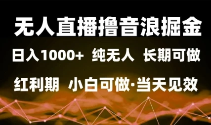 图片[1]-无人直播撸音浪掘金，日入1k+，纯无人红利期，小白可做，当天见效-E六资源
