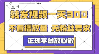 转发视频一天3张+，正规平台放心做，不看播放量，不看粉丝量，一个任务几分钟完成-E六资源
