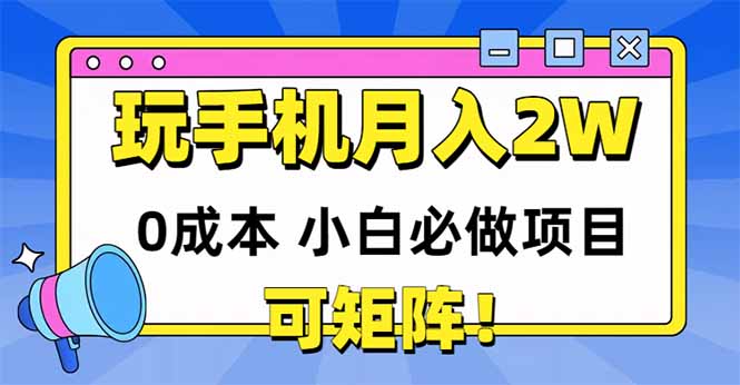 玩玩手机月入20000+，0成本小白必做项目，可矩阵-E六资源