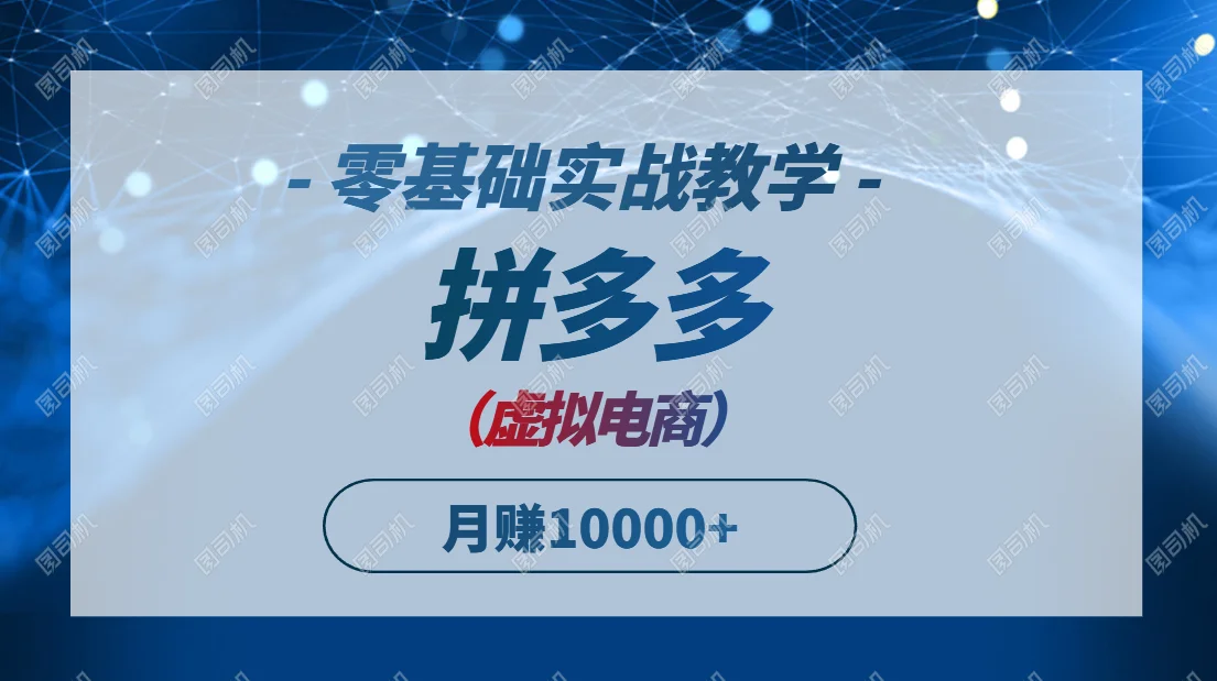 图片[1]-拼多多虚拟电商，零基础实战教学，快速打爆商品，新手也能月入10000+-E六资源