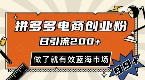 图片[1]-拼多多引流电商创业粉，日引200+，可矩阵放大，做了就有效-E六资源