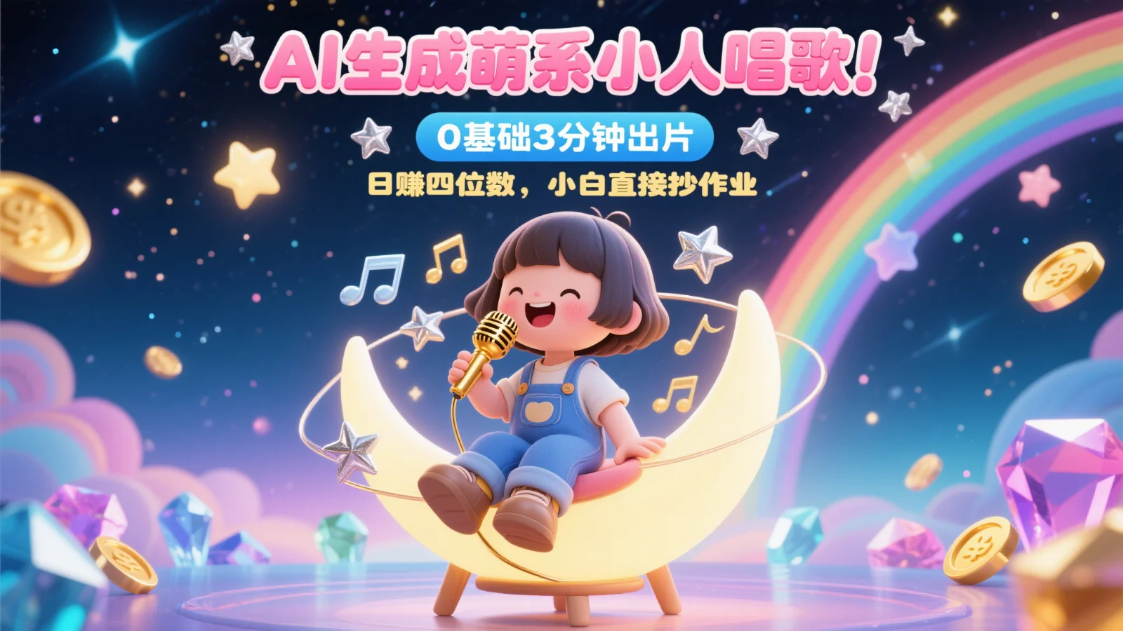 图片[1]-AI生成萌系小人唱歌！0基础3分钟出片，28个作品涨粉9万，日赚四位数，小白直接抄作业-E六资源