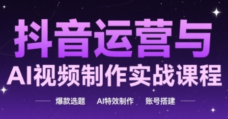 抖音运营与AI视频制作实战课程，爆款选题-AI特效制作-账号搭建-E六资源