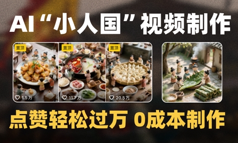 爆款1000W+播放微缩景观迷你小人国AI视频0成本制作全流程教学-E六资源