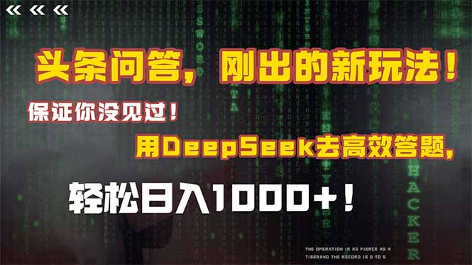 头条问答，刚出的新玩法！保证你没见过！结合Deepseek高效答题，轻松日…-E六资源