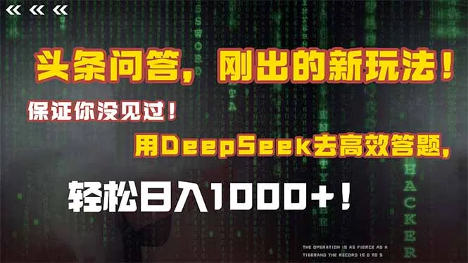 图片[1]-头条问答，刚出的新玩法！保证你没见过！结合Deepseek高效答题，轻松日…-E六资源