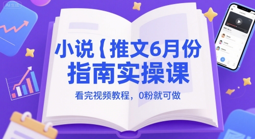 小说推文6月份指南实操课，看完视频教程，0粉就可做-E六资源