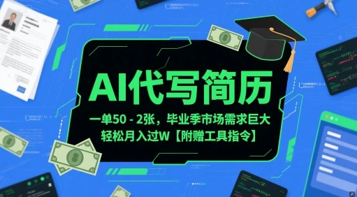 图片[1]-AI代写简历，一单50-2张，毕业季市场需求巨大，轻松月入过W【附赠工具指令】-E六资源