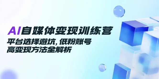 图片[1]-AI自媒体变现训练营，平台选择避坑，低粉账号高变现方法全解析-E六资源