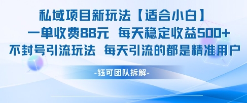 私域项目新玩法【适合小白】 一单收费88.每天稳定收益几张-E六资源