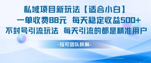 图片[1]-私域项目新玩法【适合小白】 一单收费88.每天稳定收益几张-E六资源