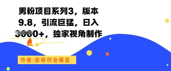 图片[1]-男粉项目系列3，版本9.8，引流巨猛，日入1k+，独家视角制作-E六资源