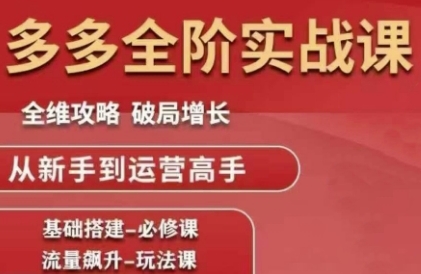 拼多多全阶实战课程，全维攻略，破局增长，从新手到运营高手-E六资源