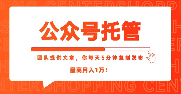 图片[1]-【公众号托管 】我提供文章，你每天５分钟复制发布，最高月入1W-E六资源