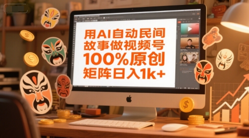 用AI自动民间故事做视频号，100%原创，矩阵日入1k+-E六资源
