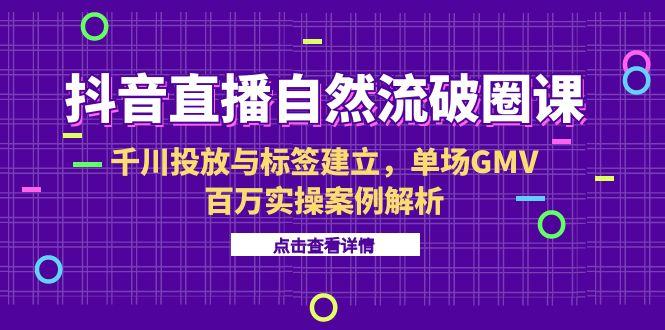 抖音直播自然流破圈课-6月，千川投放与标签建立，单场GMV百万实操案例解析-E六资源