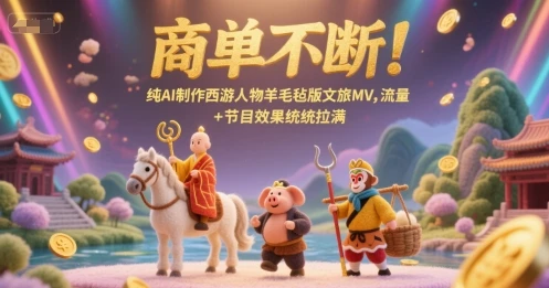 图片[1]-商单不断！纯AI制作西游人物羊毛毡版文旅MV，流量+节目效果统统拉满-E六资源