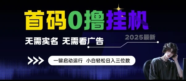 图片[1]-首码0撸挂G项目，无需实名无需看广告 一键启动运行，小白轻松日入三位数-E六资源