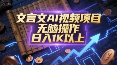 图片[1]-文言文AI视频项目，无脑操作，日入1K以上-E六资源