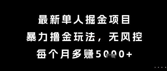 图片[1]-最新单人掘金项目，暴力撸金玩法，无风控，每个月多挣5k+-E六资源