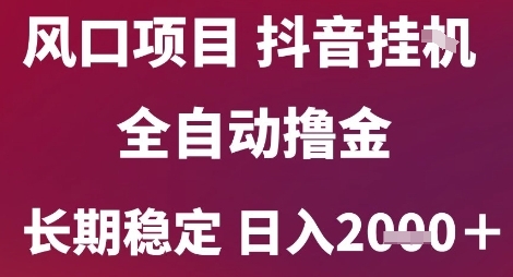 风口项目，六月最新玩法抖音无人挂G，全自动撸金，长期稳定 日入2k+-E六资源