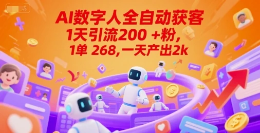 图片[1]-Ai数字人全自动获客，1天引流200+粉，1单 268，一天产出2k+-E六资源