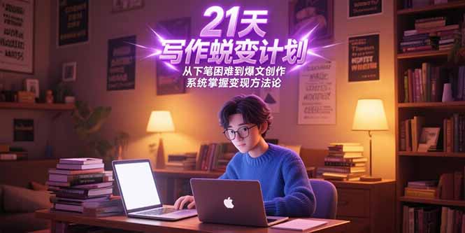 21天写作蜕变计划，从下笔困难到爆文创作，系统掌握变现方法论-E六资源