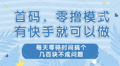 首码零撸项目，有快手就可以做，每天业务时间搞个几张不是问题-E六资源
