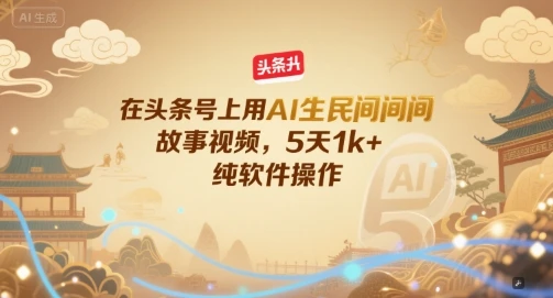 图片[1]-在头条号上用AI生民间故事视频，5天1k+，纯软件操作-E六资源